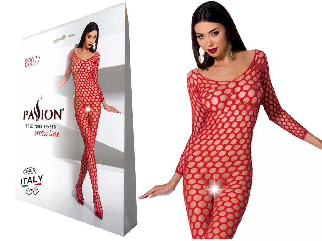 Červené bodystocking s otvoreným rukávom v rozkroku - 2