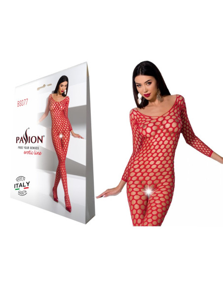 Roter Bodystocking offener Schritt Ärmel - 2