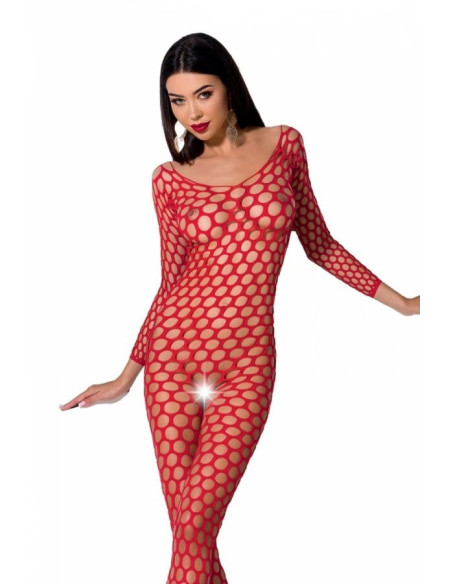 Červené bodystocking s otevřeným rukávem v rozkroku - 1