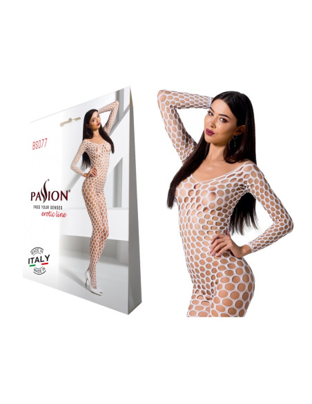Weißer Bodystocking offener Schritt Ärmel - 2