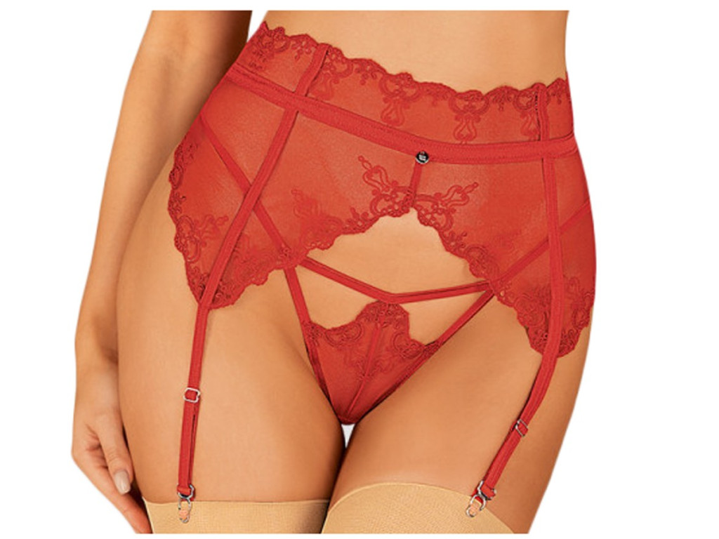 Roter Spitzenstrumpfgürtel Obsessive - 1