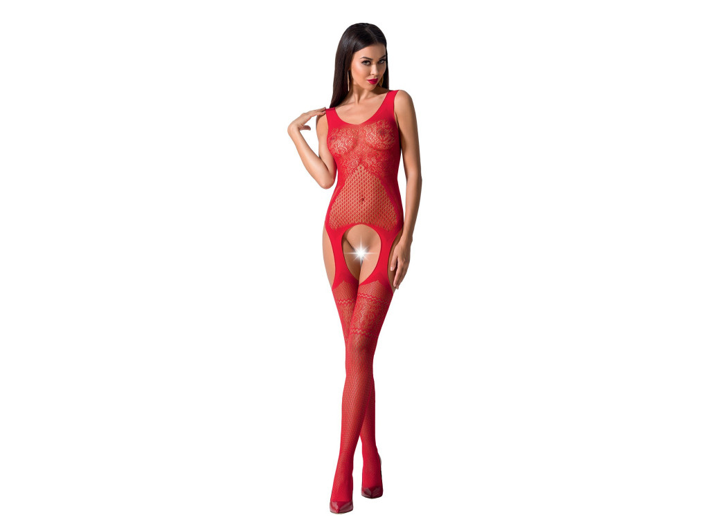 Raudonas bodystocking erotinis apatinis trikotažas - 1
