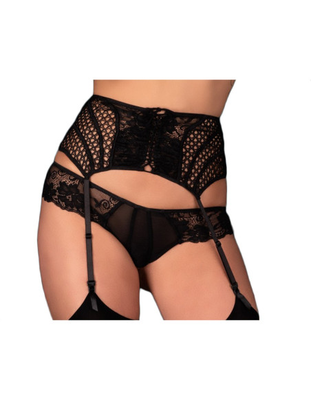 Black garter belt with adjustable straps - 1