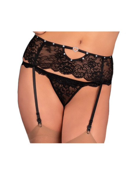 Porte-jarretelles en dentelle noire - 1