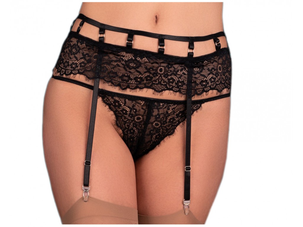 Black garter belt lingerie - 1