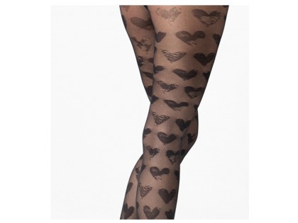 Women's patterned tights large hearts - 2