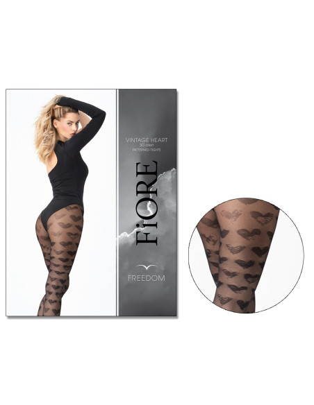 Women's patterned tights large hearts - 3