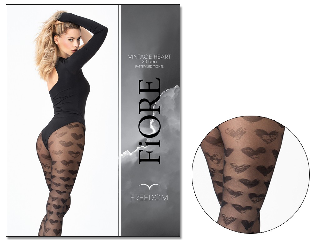Women's patterned tights large hearts - 3