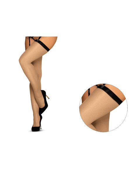 Flesh-colored stockings for belt with black cuff - 3
