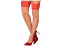 Flesh-colored stockings with red lace for belt - 1
