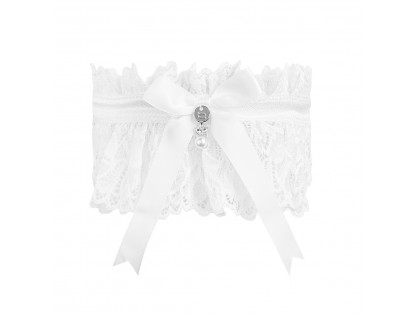 Fehér csipke esküvői harisnyakötő - 2