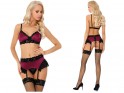 Maroon and black lingerie set with belt - 3
