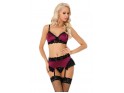Maroon and black lingerie set with belt - 1
