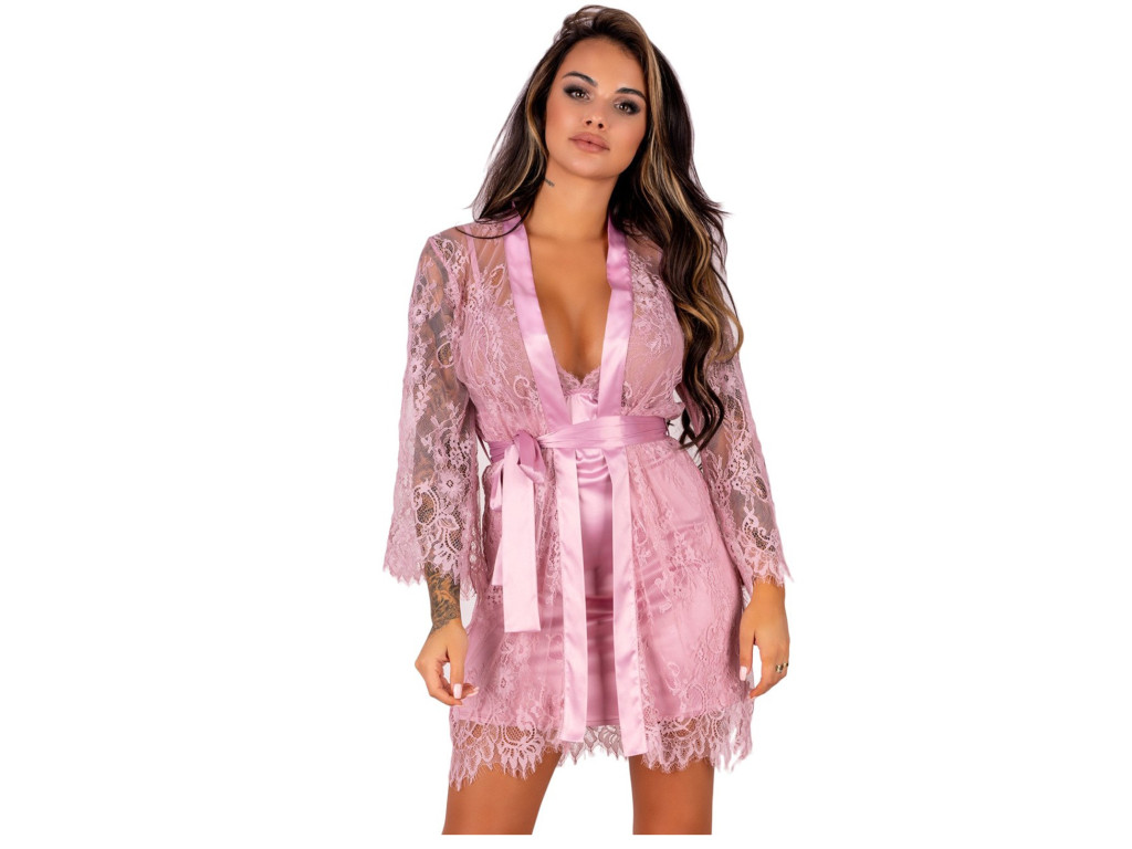 Bademantel für Frauen mit Spitze beige - 1