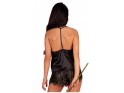 Black lace chemise and shorts set - 2