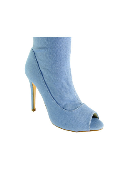 Mėlyni džinsiniai batai virš kelių - 3