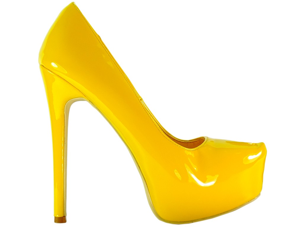 Yellow Strappy Stiletto Heel Court Shoes | New Look