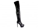 Black matte over-the-knee boots musketeers - 1