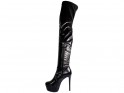 Black matte over-the-knee boots musketeers - 3