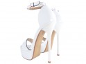Stiletto papēži ar potītes siksnu baltas sandales kāzas - 4