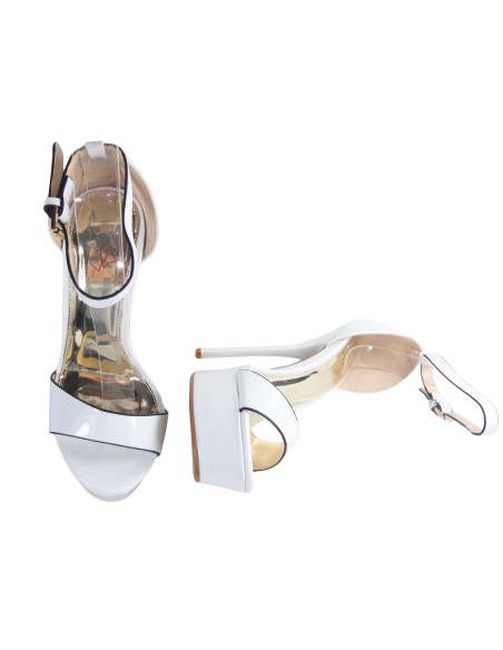 Diced strap pins white wedding sandals - 2 Diced strap pins white wedding sandals - 2