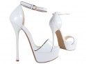 Stiletto papēži ar potītes siksnu baltas sandales kāzas - 3