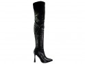 Black matte long over-the-knee boots - 1