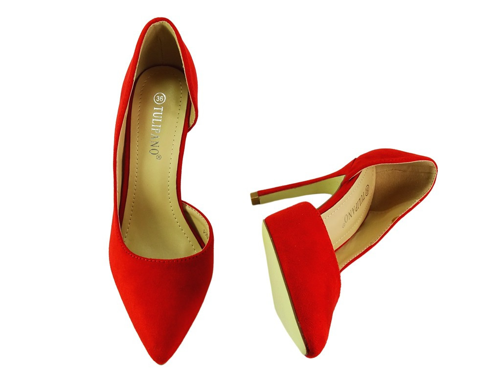 Talons aiguilles en daim rouge - 4