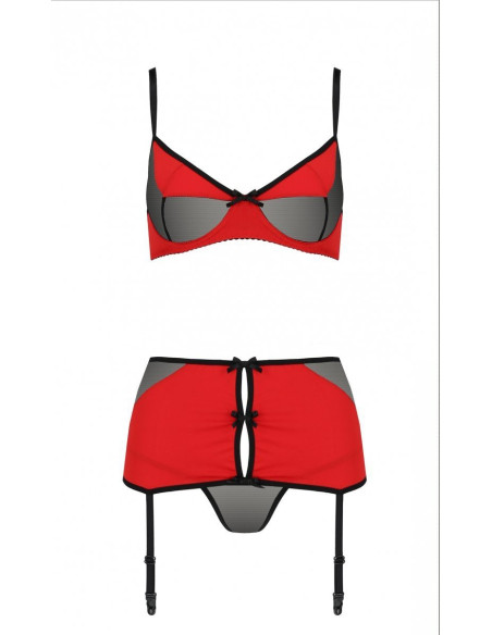 Ensemble 3 pièces de lingerie noir et rouge - 5