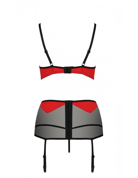 Schwarzes und rotes Dessous 3-teiliges Set - 6