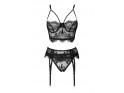 Sensual lace black lingerie set 3 pieces - 6