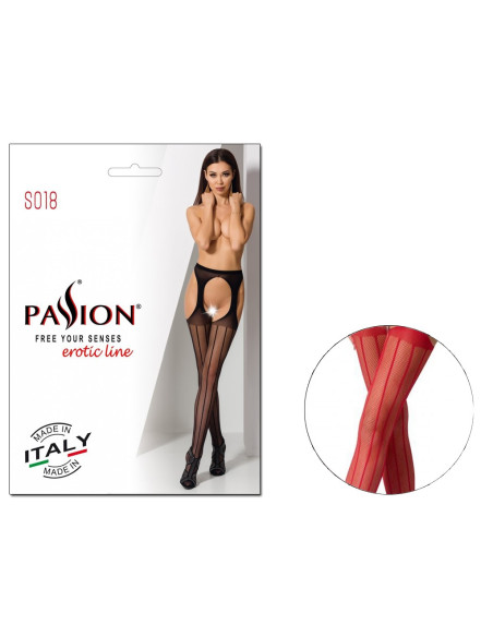 Červené smyslné punčochy s páskem - 3