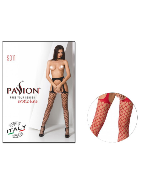 Červené pančuchy s kabaretným pásom - 3