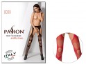 Patterned stockings with garter belt red - 3