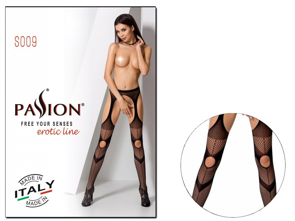 Wzorzyste pończochy z pasem garter - 3