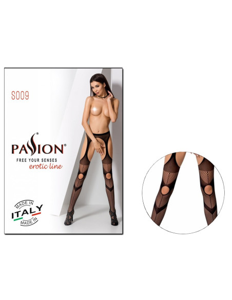 Wzorzyste pończochy z pasem garter - 3