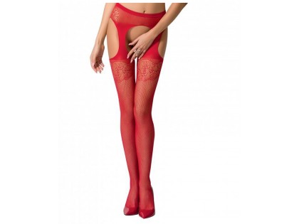 Red tights with garter belt - 2