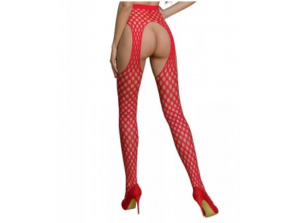 Red stocking hole tights with belt - 2