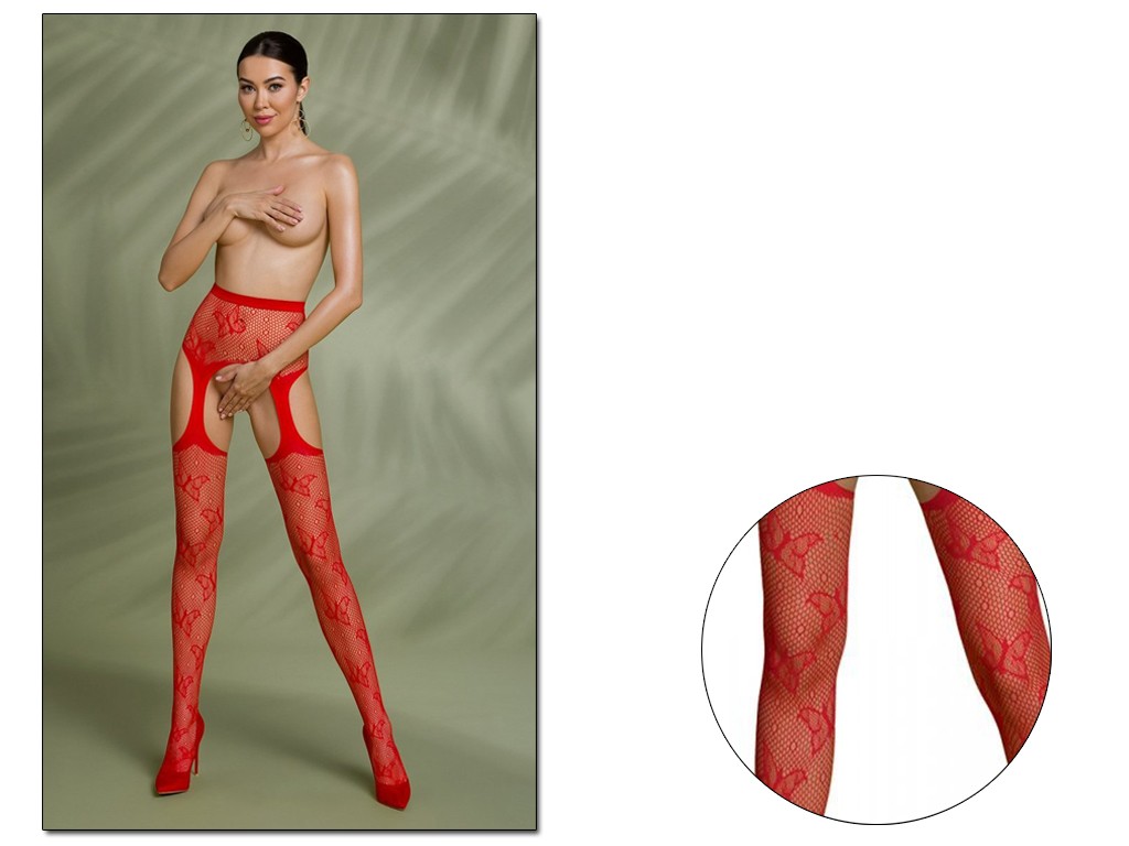 czerwone pończochy z pasem garter stocking - 3