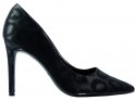 Čierne škvrnité dámske topánky na podpätku - 1