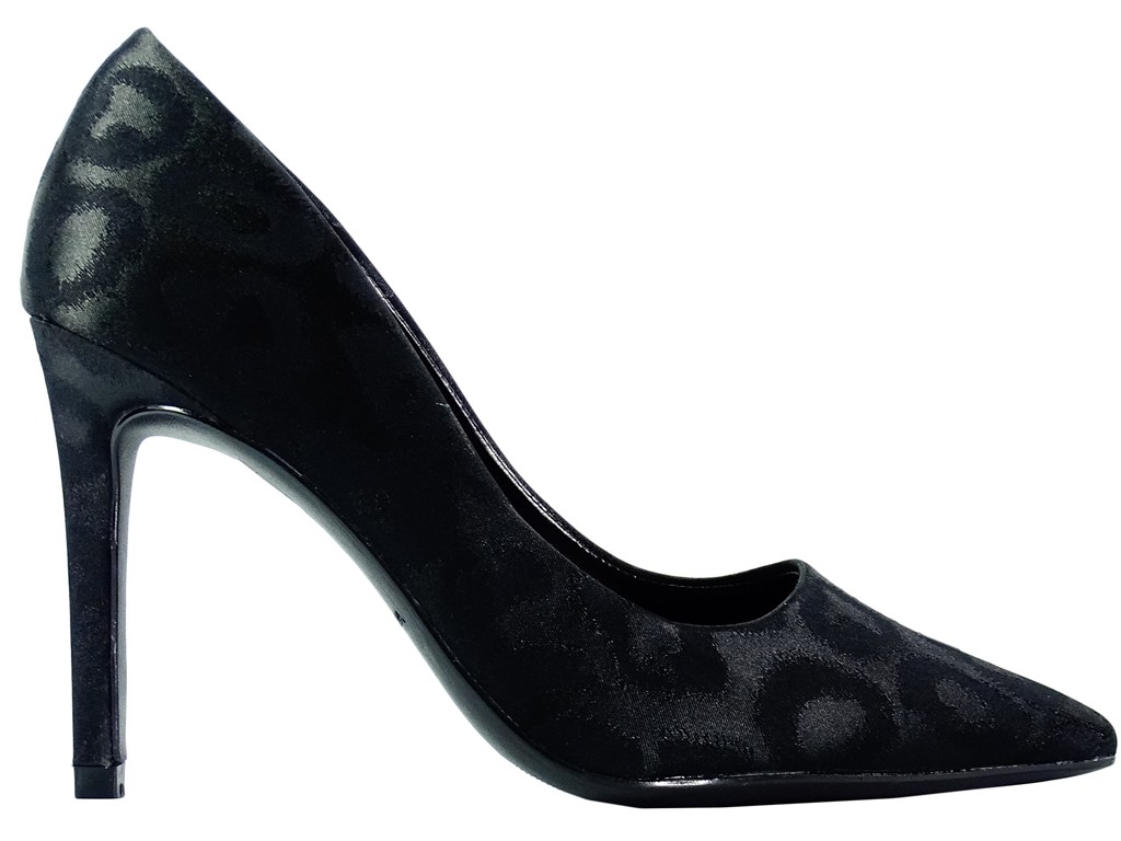 Жіночі чорні строкаті туфлі на шпильці - 1