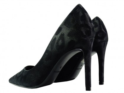 Pantofi stiletto negri pestriți pentru femei - 2
