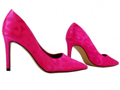 Dámské růžové strakaté boty na podpatku - 3