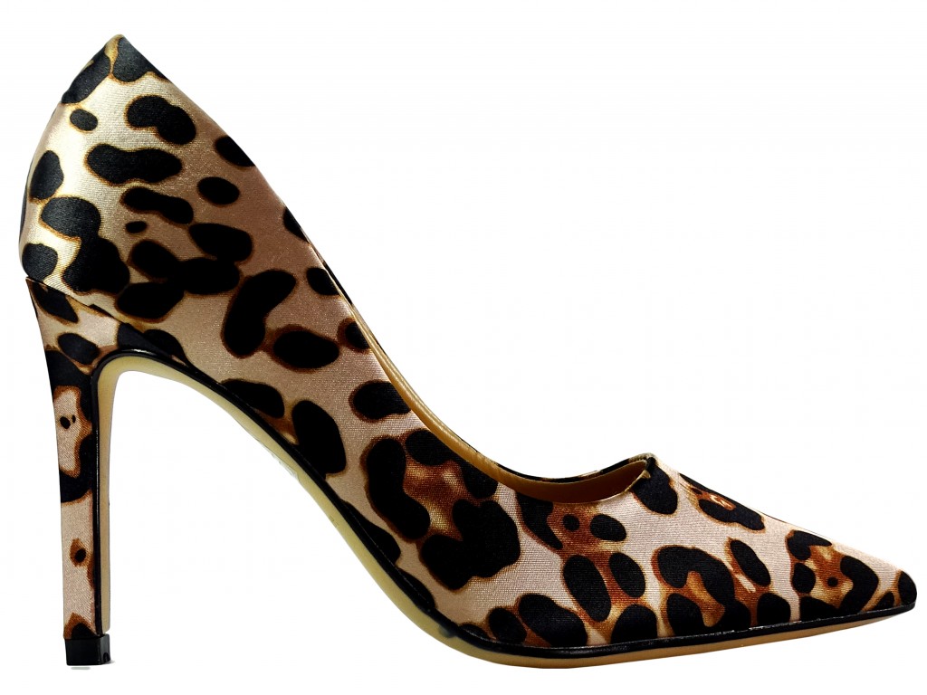 Pantofi stiletto cu imprimeu leopard pestriț - 1