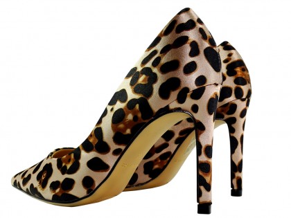 Pantofi stiletto cu imprimeu leopard pestriț - 2