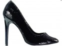 Fekete flitteres női tűsarkú cipő - 1