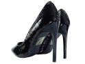 Čierne flitrované dámske topánky na podpätku - 2