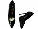Čierne flitrované dámske topánky na podpätku - 4