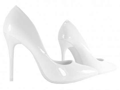 White shapely stiletto heels - 3