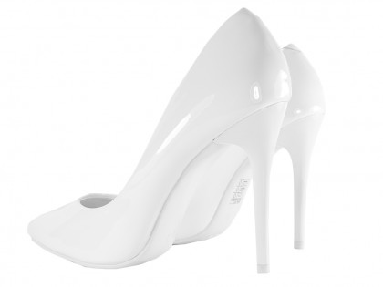 White shapely stiletto heels - 2
